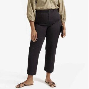 NEW Everlane Crop Black Wide Straight Leg Cargo Pants Cotton Linen Blend Size 6